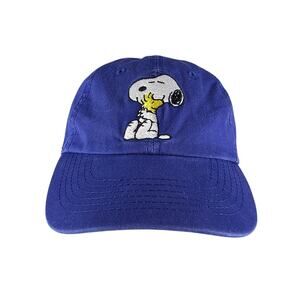 PEANUTS SNOOPY & WOODSTOCK BLUE DAD CAP OSFM UNISEX STRAPBACK VINTAGE STYLE